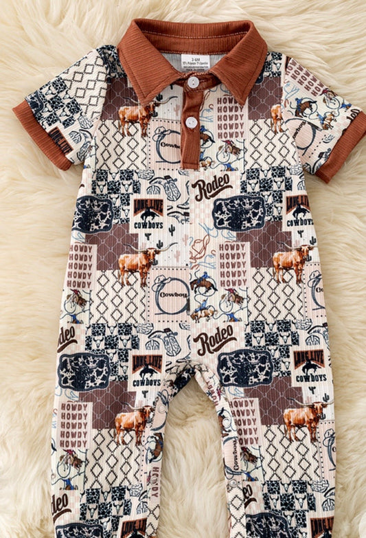 Rodeo multi printed baby jumpsuit