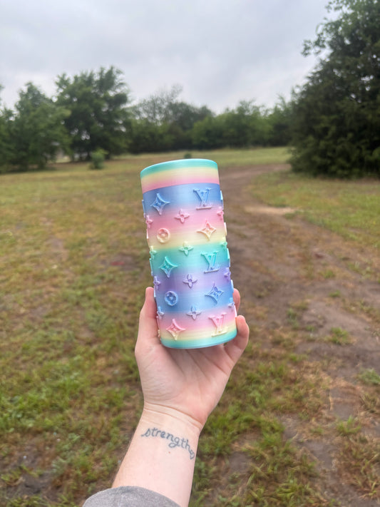 Pastel rainbow slim koozie