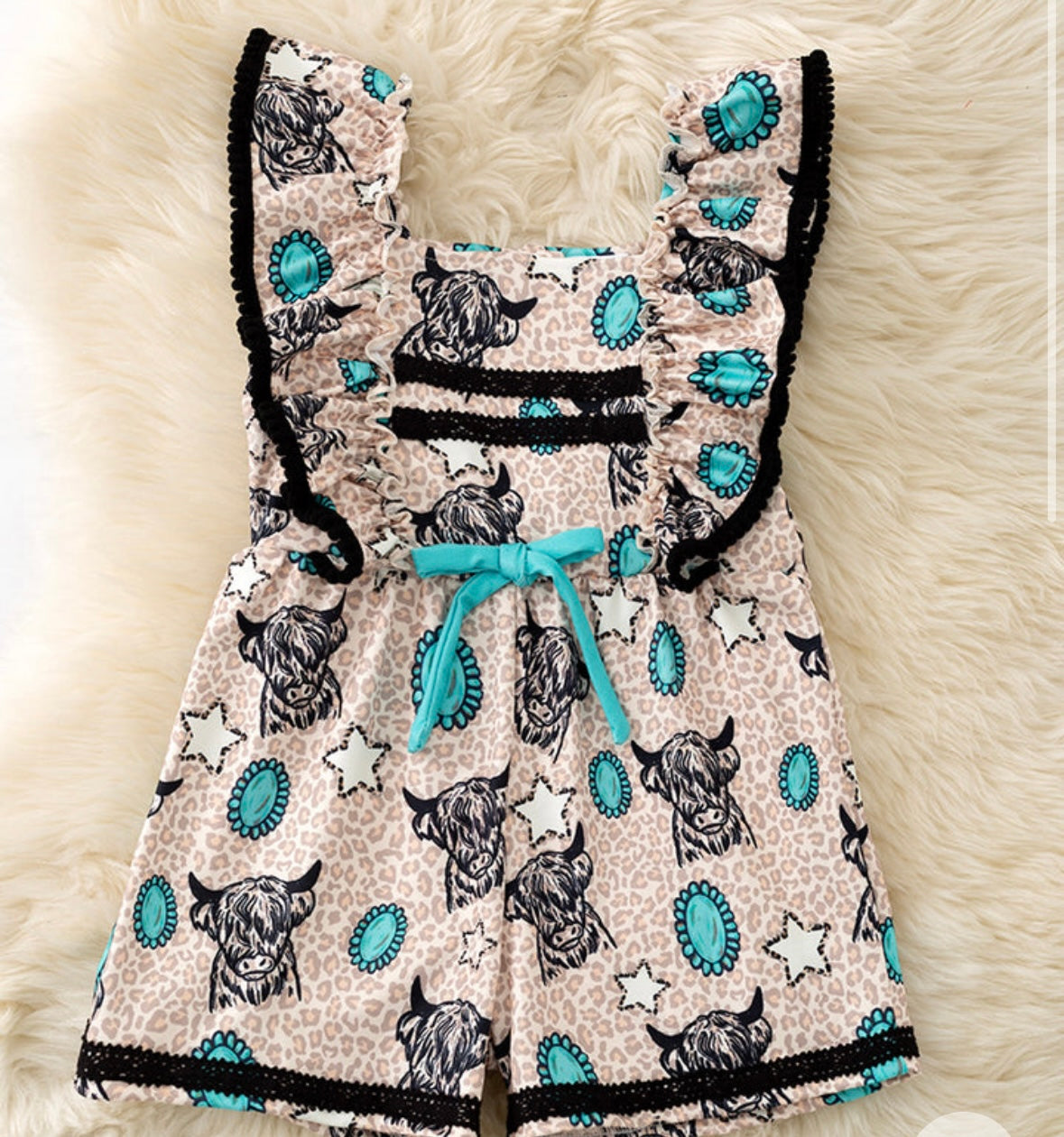 Highland cow & concho romper