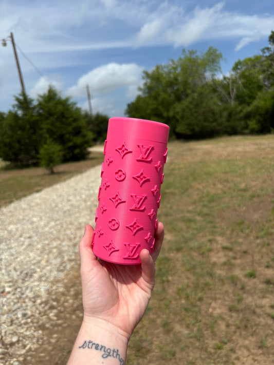 Hot pink Lv slim can holder